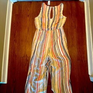 Charlotte Russe Multi-Colored Striped Jumpsuit 
Size: L